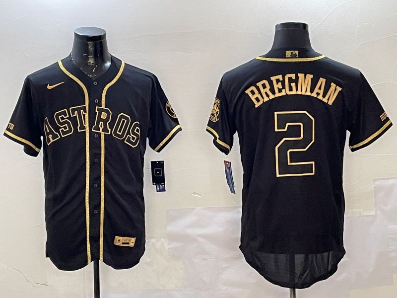 Men Houston Astros #2 Bregman Black Gold Elite 2025 Nike MLB Jersey style 1